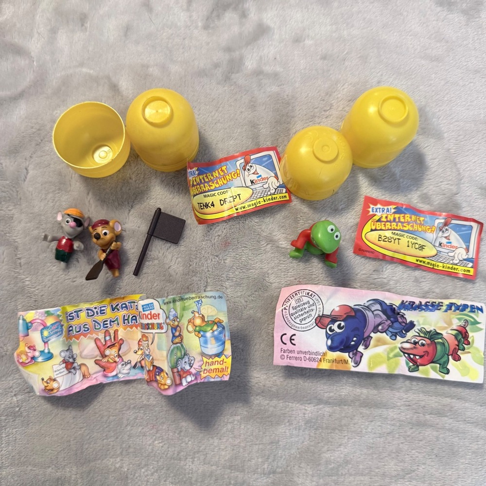 Vintage Kinder Surprise‎ Toy Lot w/ Capsules Papers Ferrero Germany 1990s